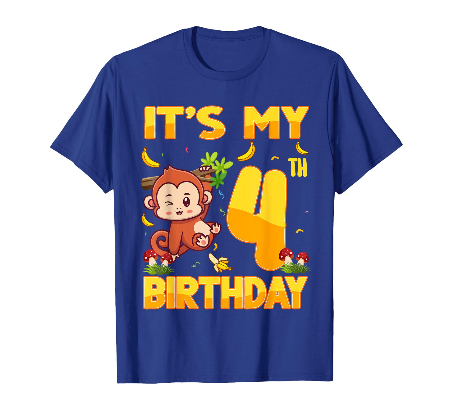 It's My 4th Birthday Monkey 4 Year Old Bday Party Kid Boy Gi T-Shirt