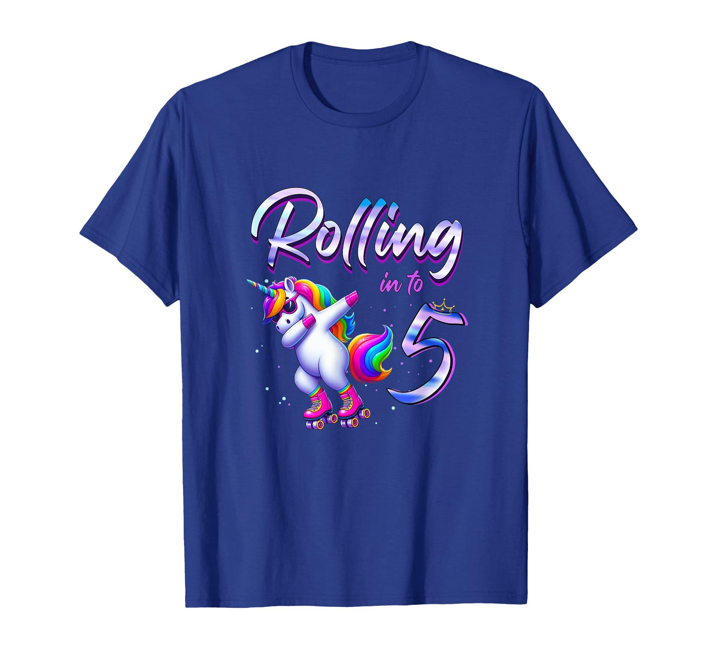 Rolling into 5 Roller Skating Unicorn 5th Birthday Party T-Shirt