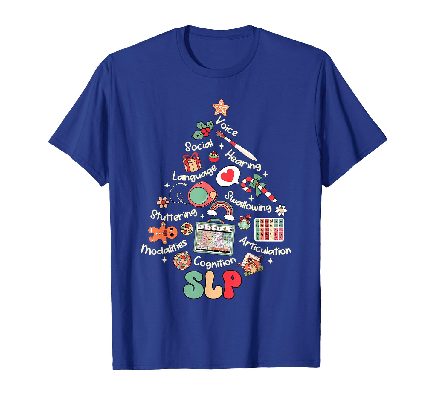 SLP Speech Language Pathologist Nurse Christmas Xmas Tree T-Shirt