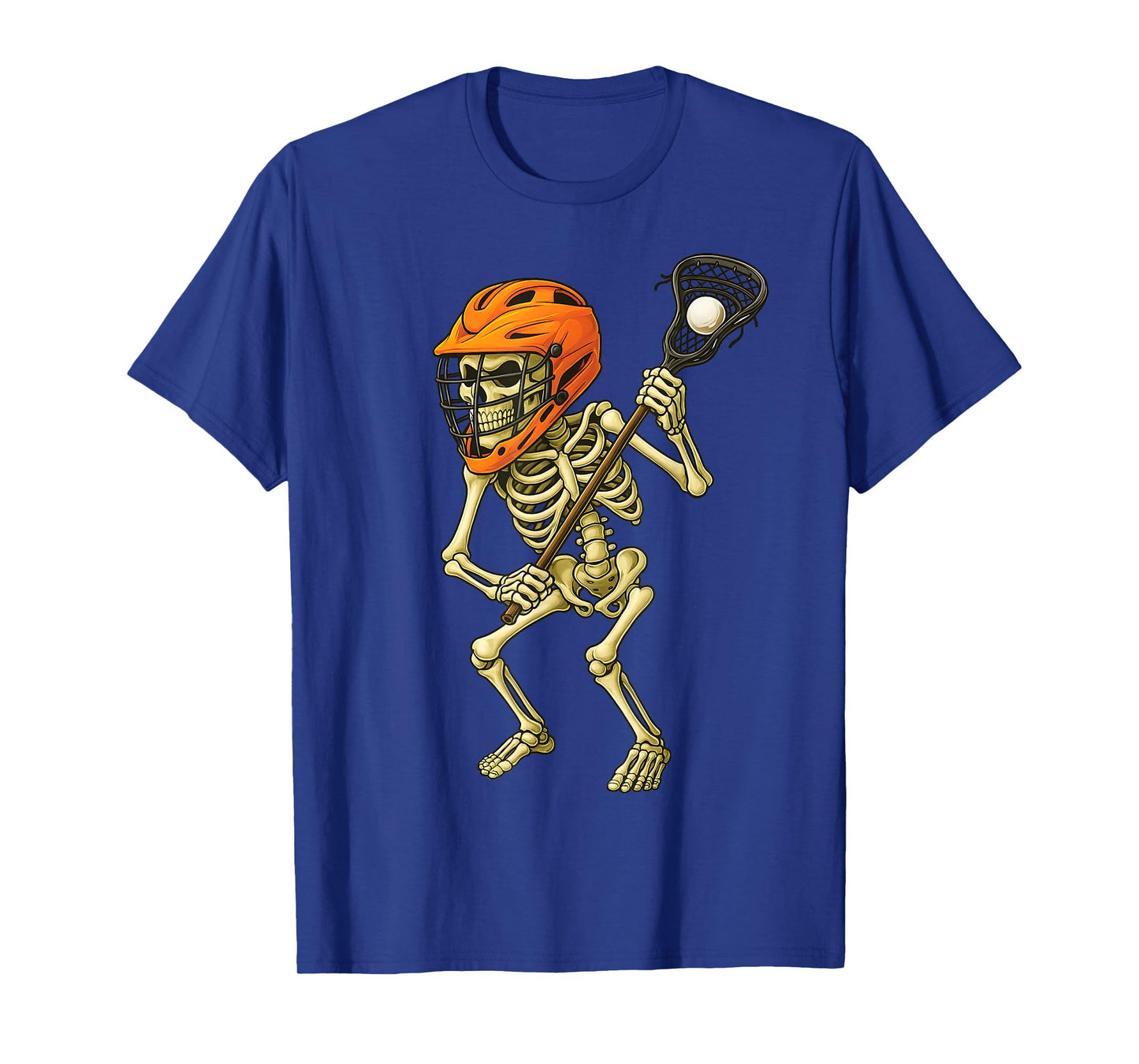 Skeleton Playing Lacrosse Funny Lacrosse Players Halloween T-Shirt