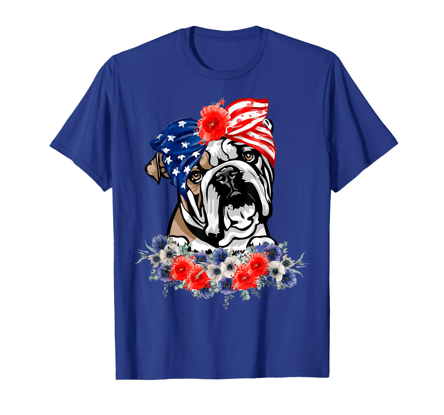 English Bulldog Dog American Flag Patriotic 4th Of July T-Shirt