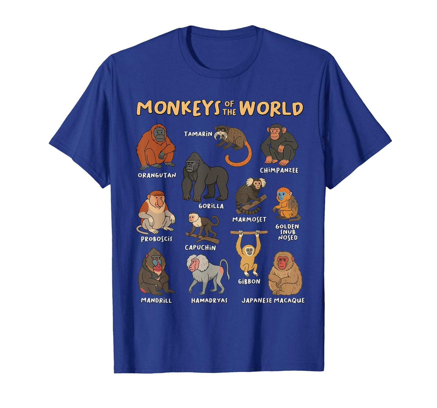 Monkeys of the World Educational Animal Ape Collection Types T-Shirt