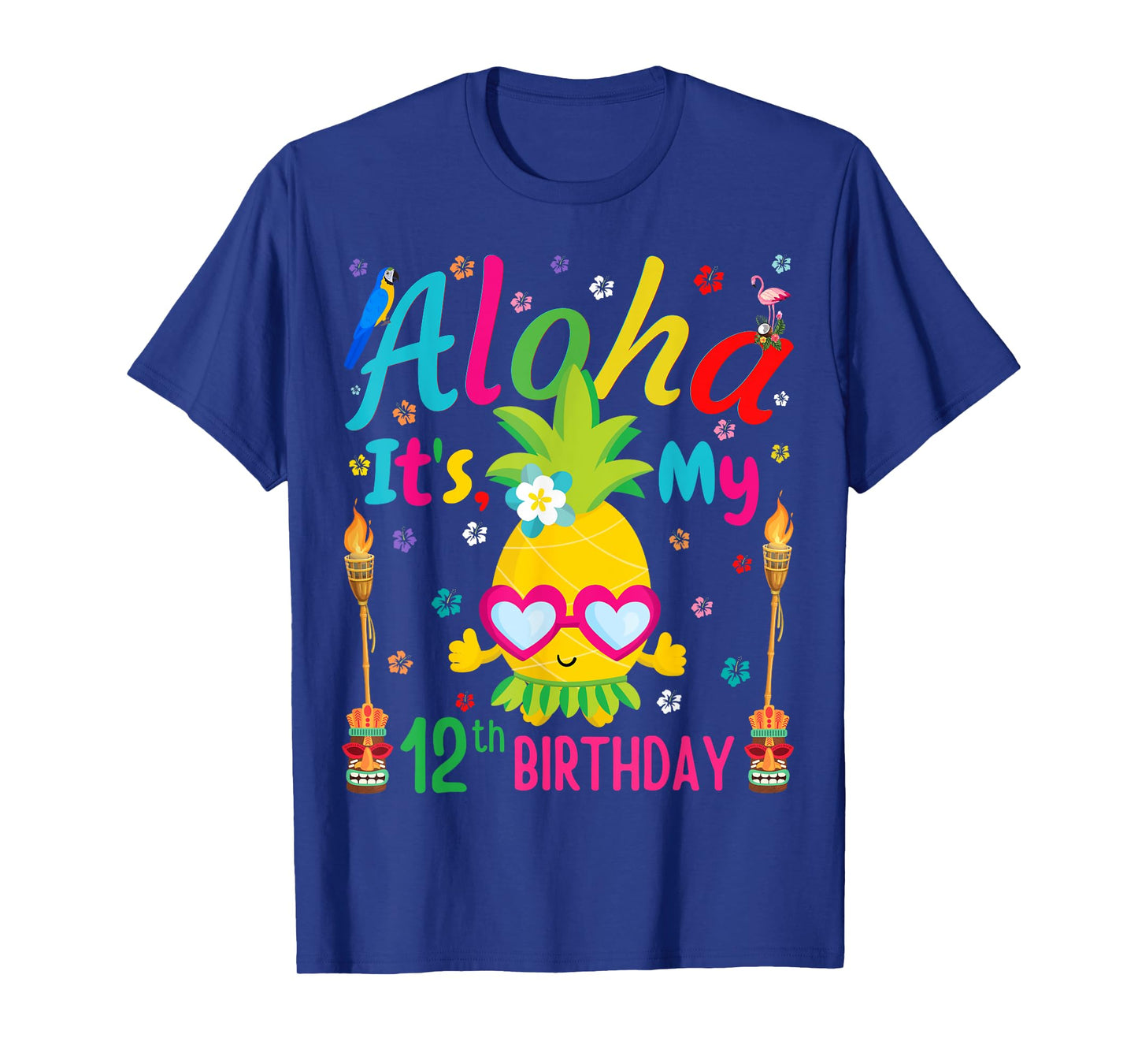 Aloha It's My 12th Birthday Pineapple Hawaii Tropical Girls T-Shirt