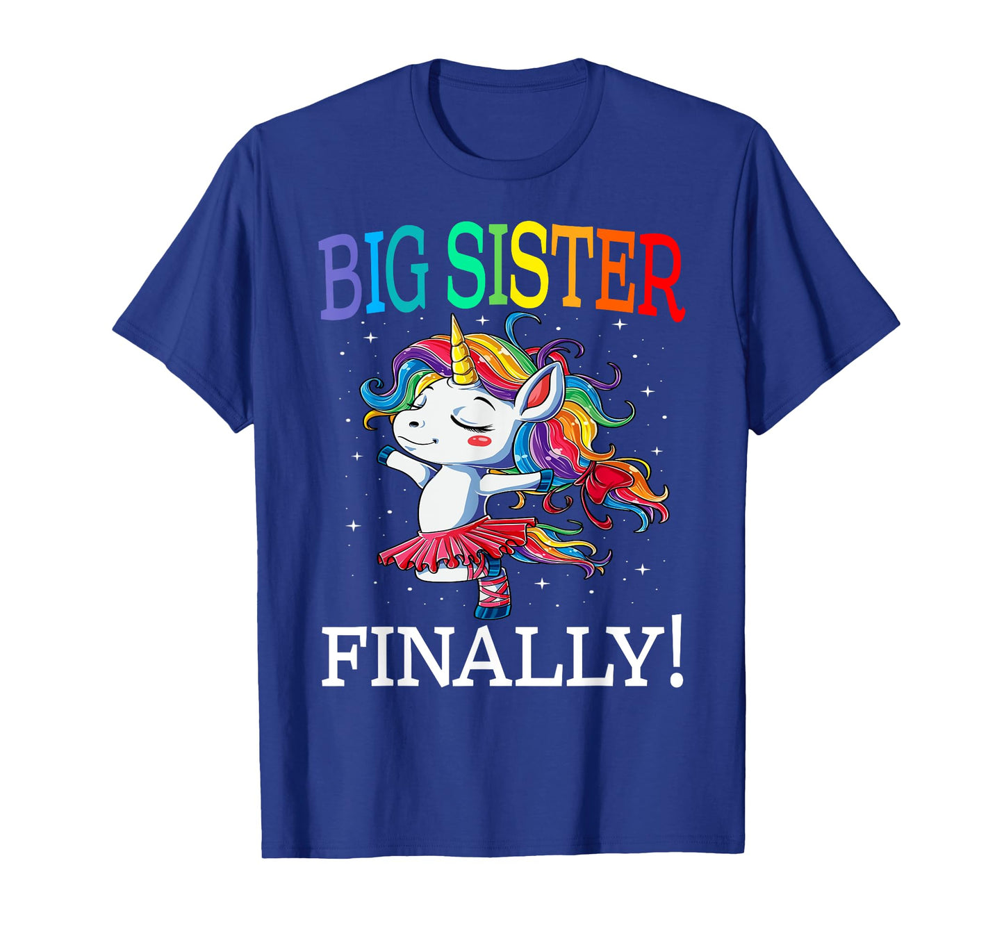 Big Sister Finally Unicorn Shirt - Unicorn Girl T-Shirt, Black, Small