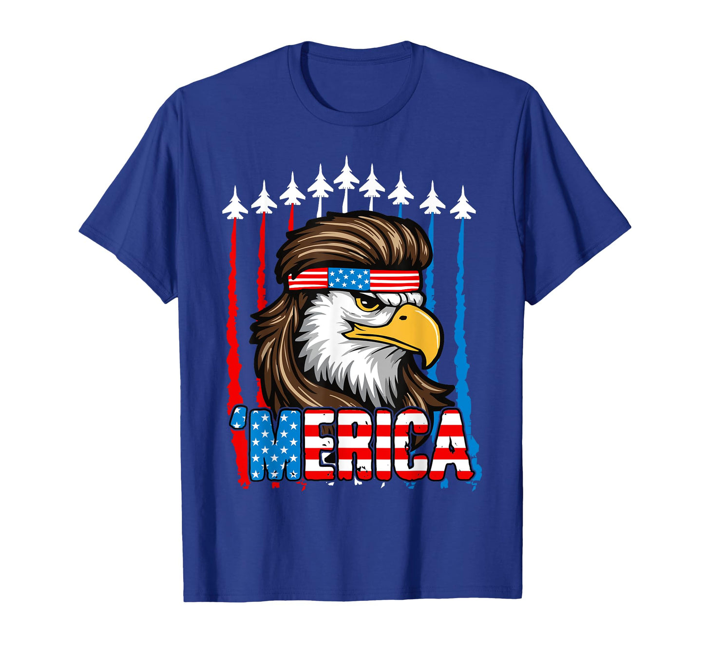 4th Of July Merica USA Flag Bald Eagle Patriotic Fighter Jet T-Shirt for Women Kids Men
