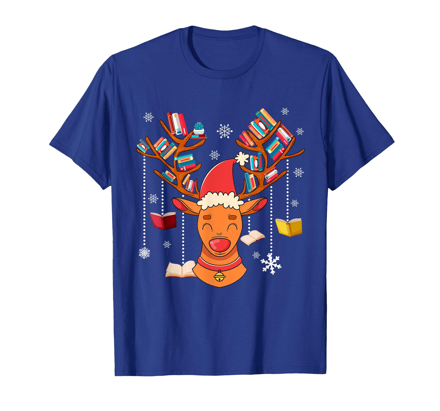 Christmas Librarian Reindeer Xmas Book Teachers Love Reading T-Shirt