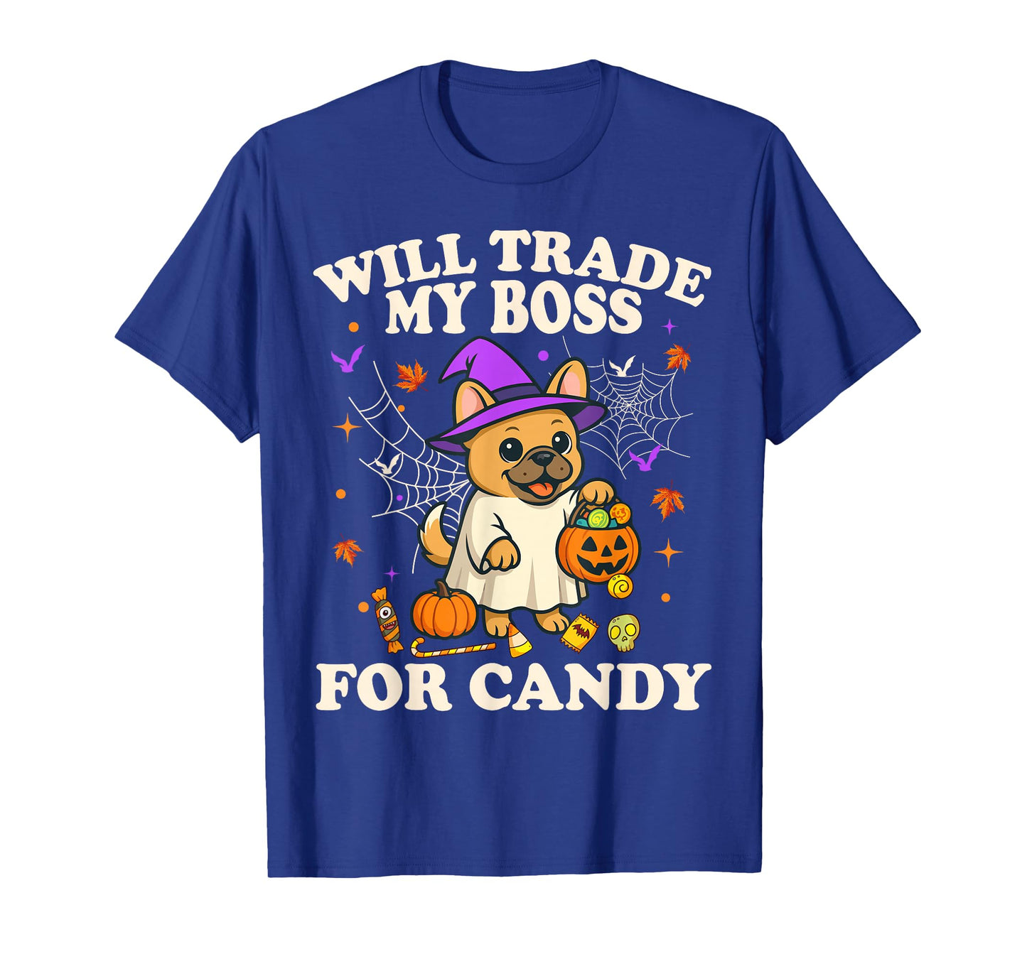 Funny Halloween French Bulldog Dog Candy Trick or Treat T-Shirt