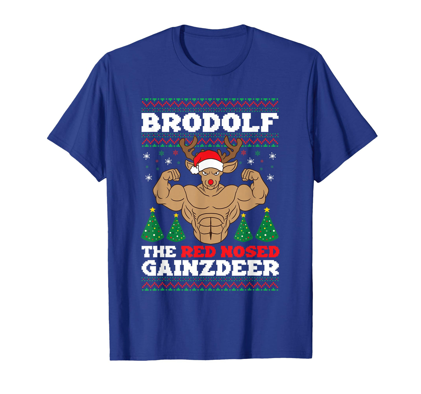 Brodolf Funny Christmas Buff Reindeer Gym Bodybuilding Xmas T-Shirt