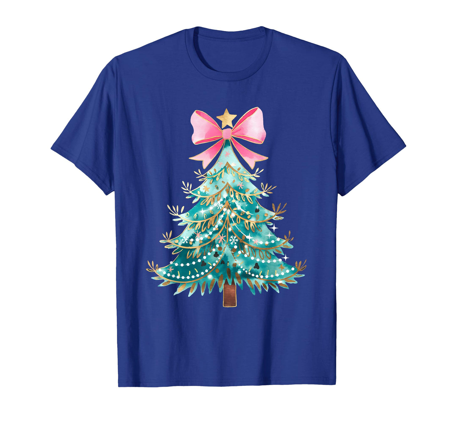 Christmas Tree Bow Pink Christmas Coquette Bow Xmas Holiday T-Shirt