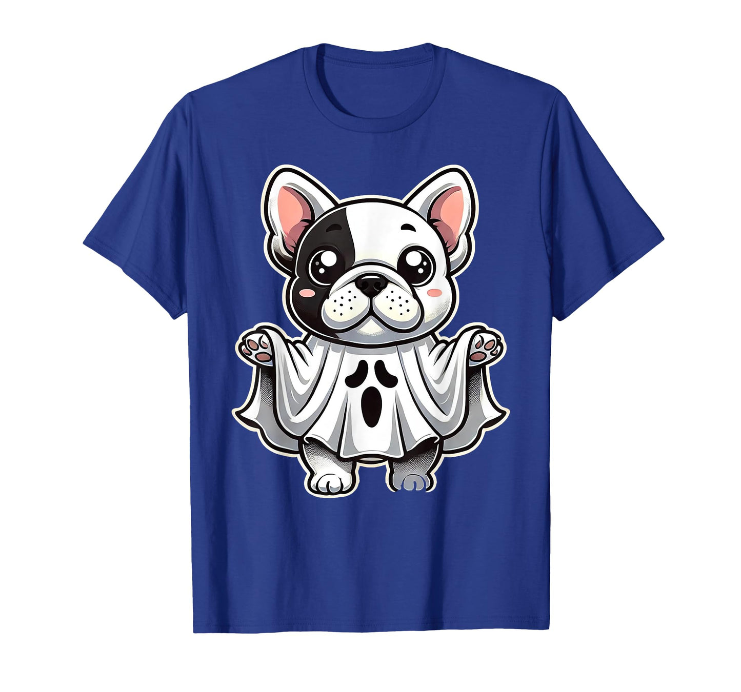 Cute French Bulldog Ghost Costume Puppy Halloween Pup Men Women Kids T-Shirt