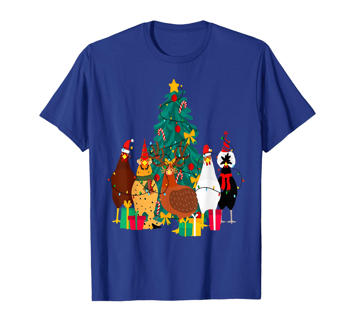 Cute Christmas Chickens Santa Farm Chickens Animals Pajamas T-Shirt