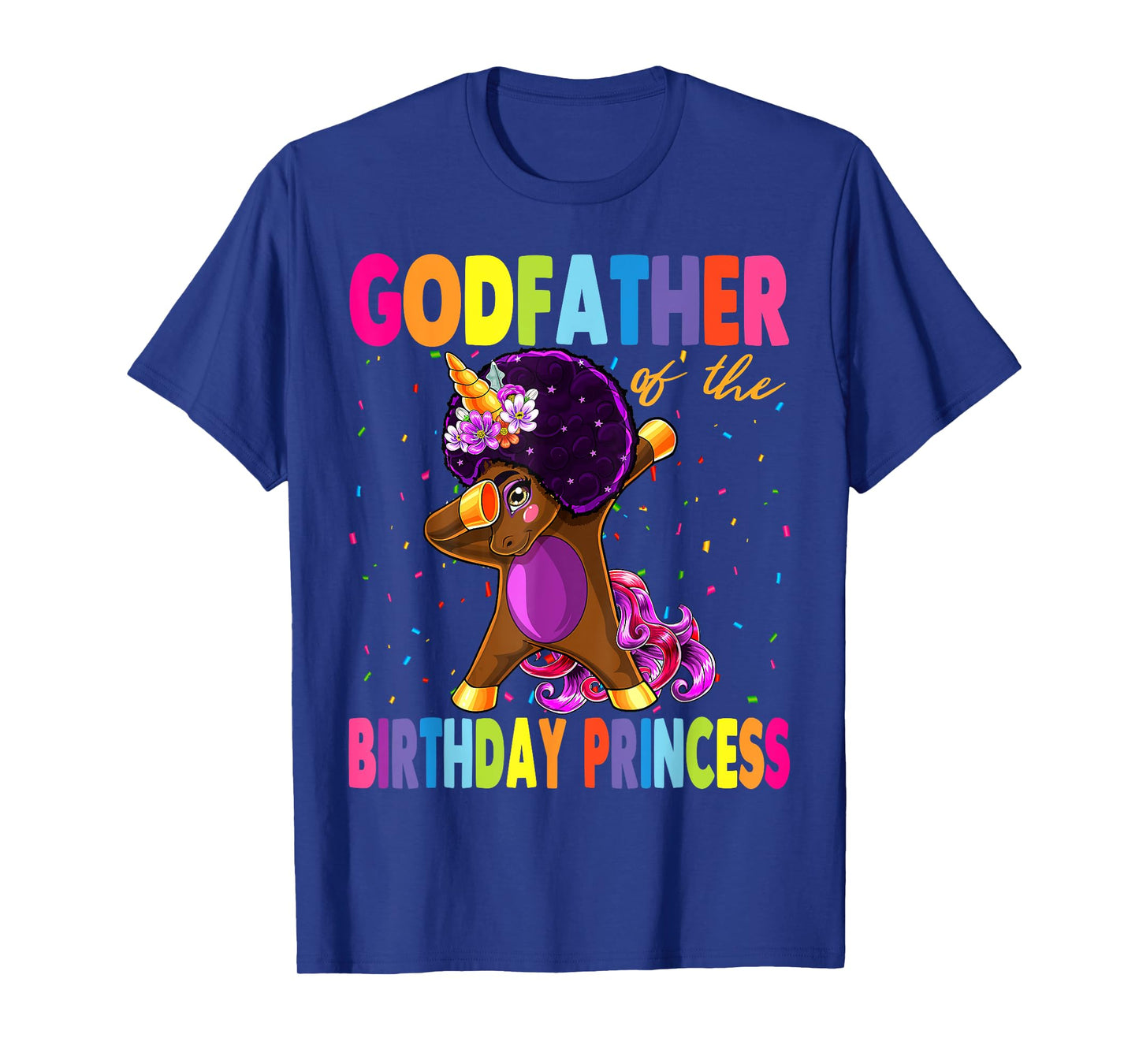 Dabbing Unicorn Afro Godfather of the Birthday Princess T-Shirt