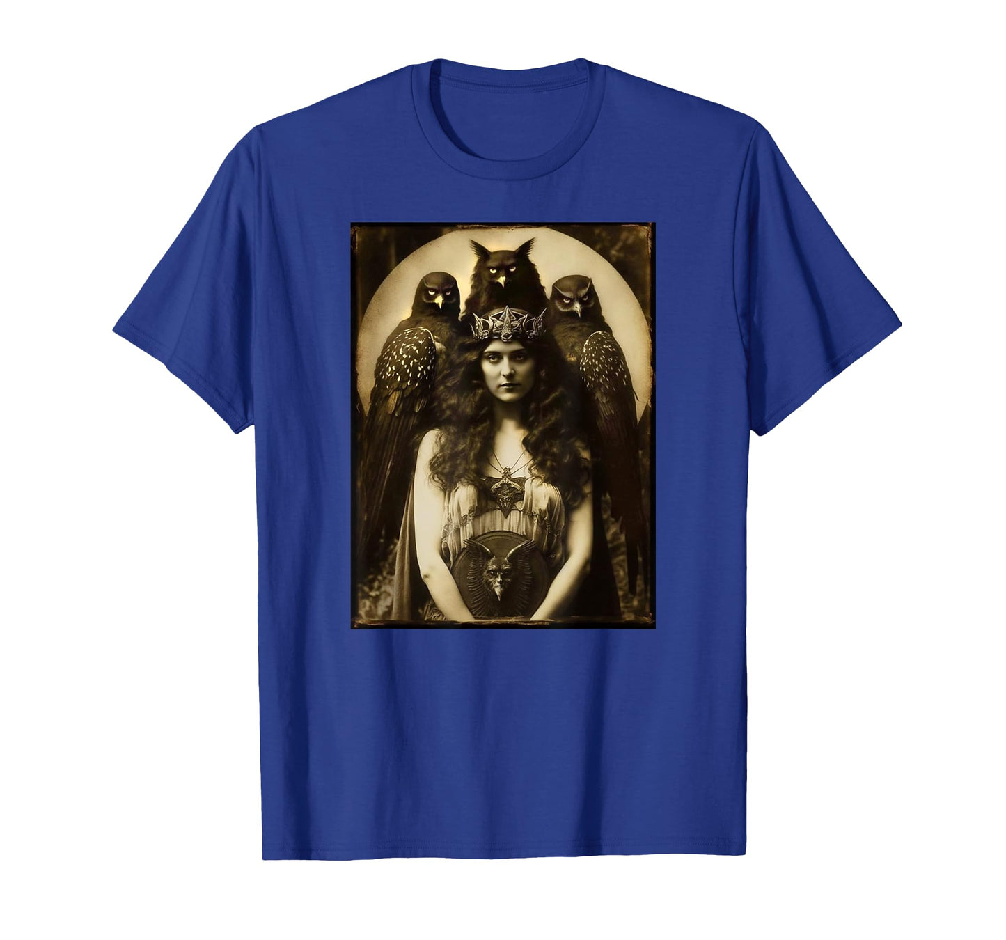 Vintage Witch Sorceress With Raptor Birds 1910s Photography T-Shirt