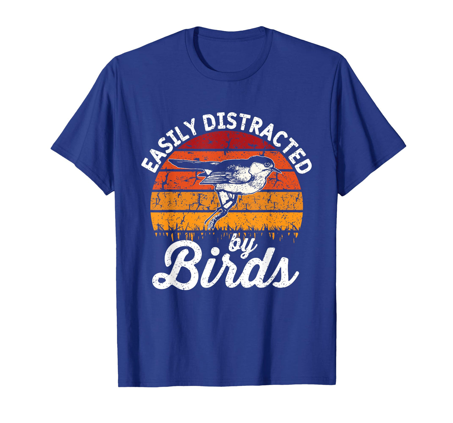 Vintage Distressed Easily Distracted By Birds Funny Bird T-Shirt