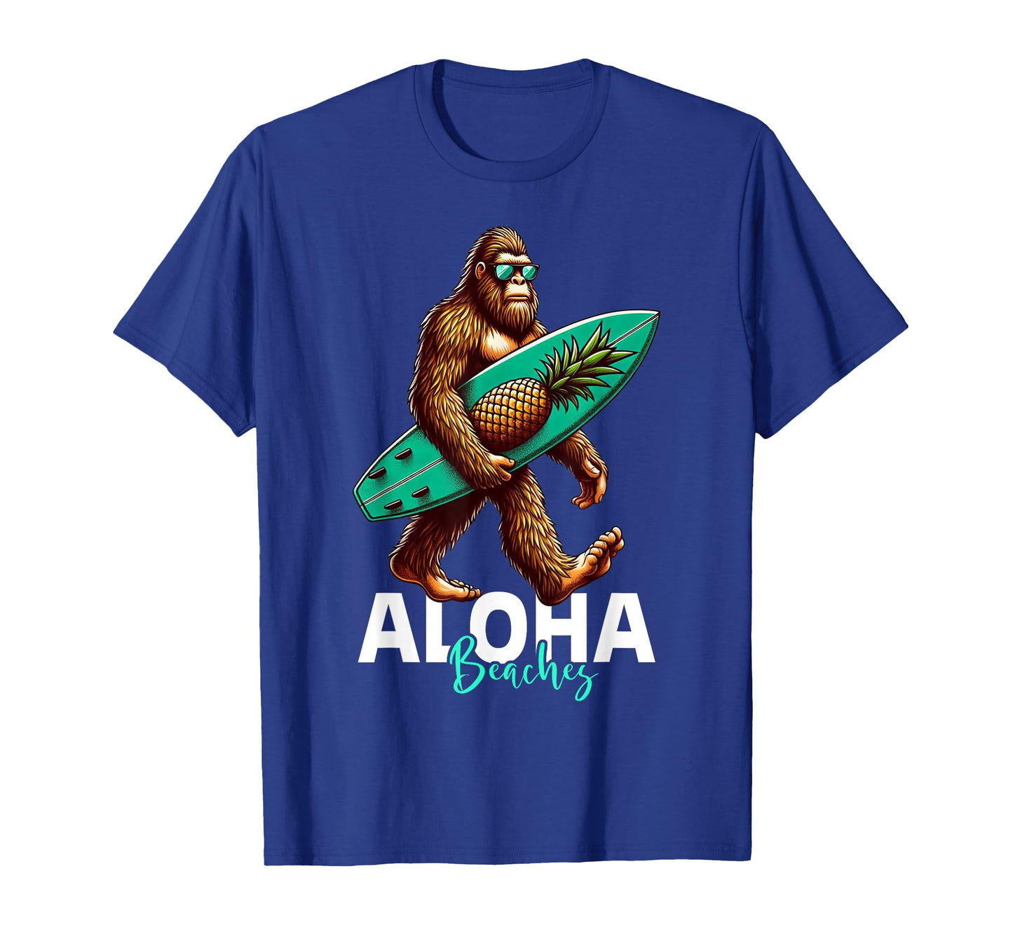 Kids Mens Bigfoot Surfing Hawaiian Beach Funny Sasquatch T-Shirt