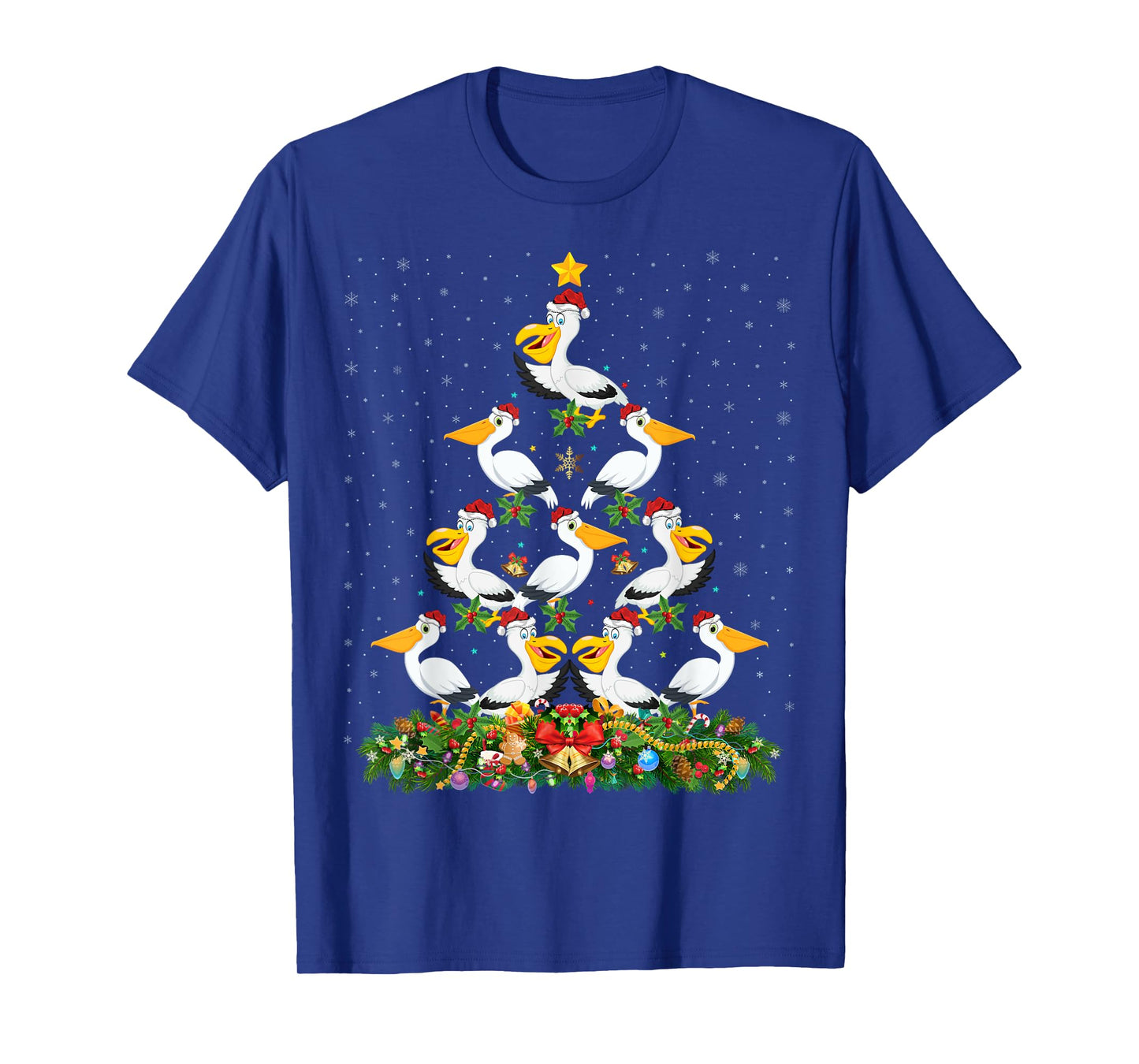 Pelican Bird Xmas Tree Gift Santa Hat Pelican Christmas T-Shirt
