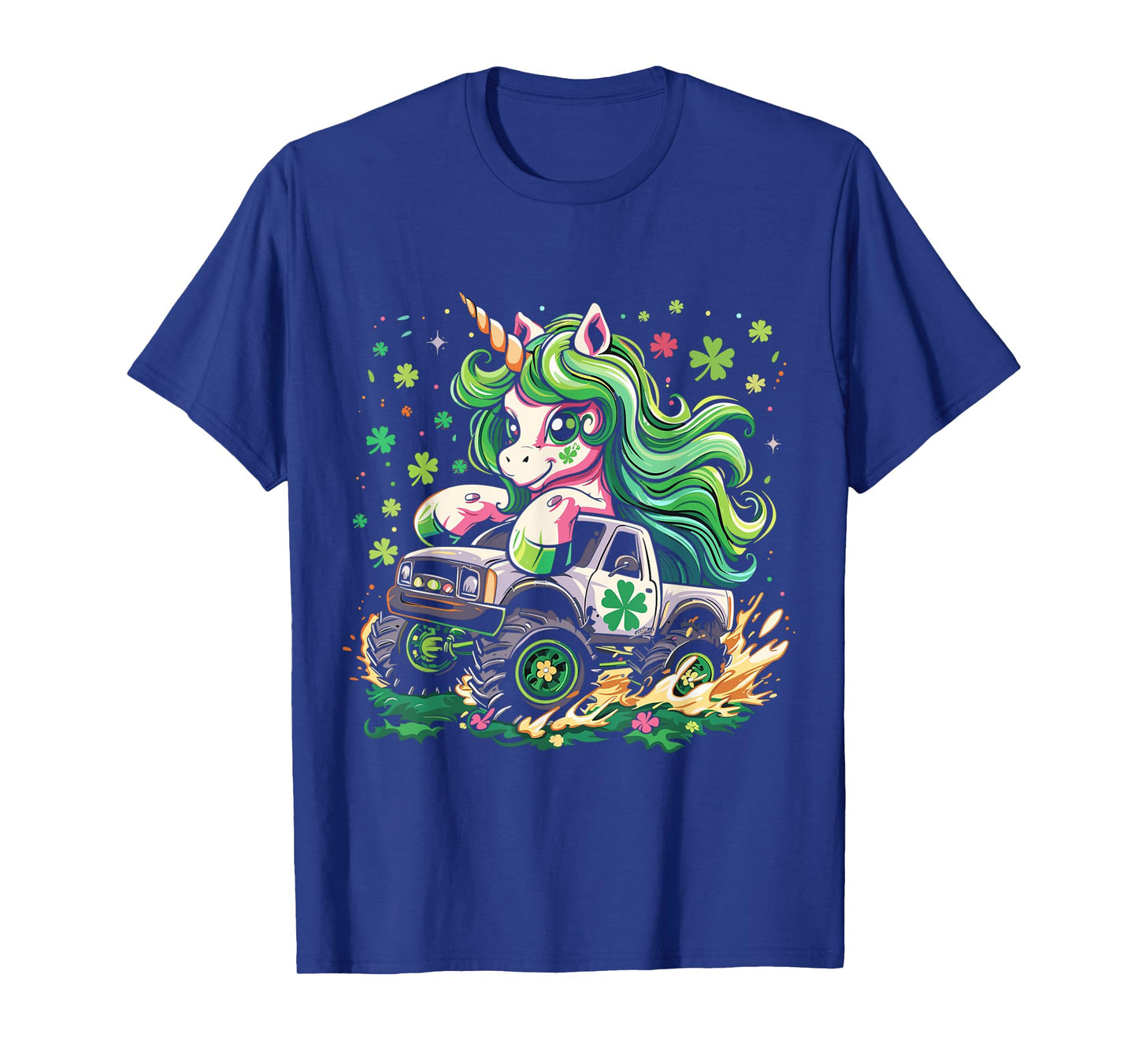 Funny Unicorn Riding Monster Truck Irish St Patricks Day T-Shirt