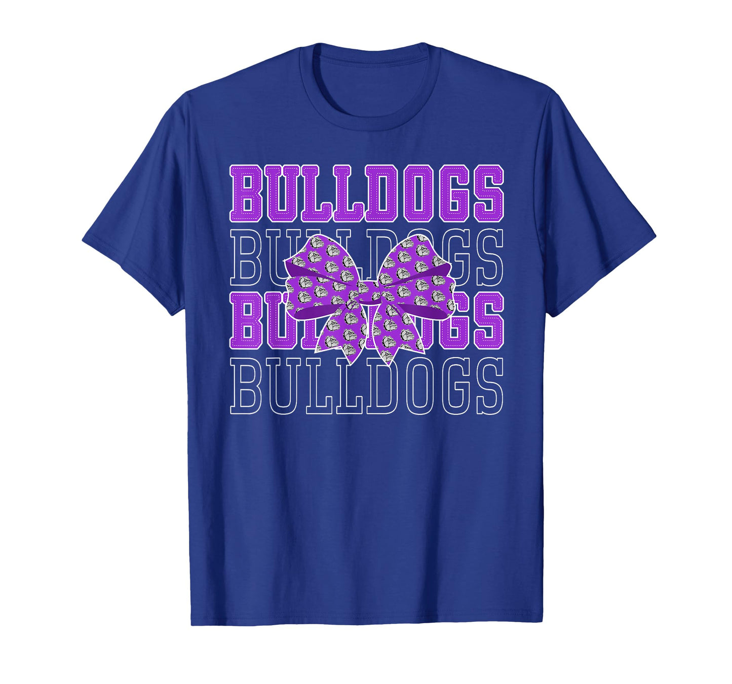 Purple Bulldogs Coquette Bow Bulldog Pride School Spirit T-Shirt