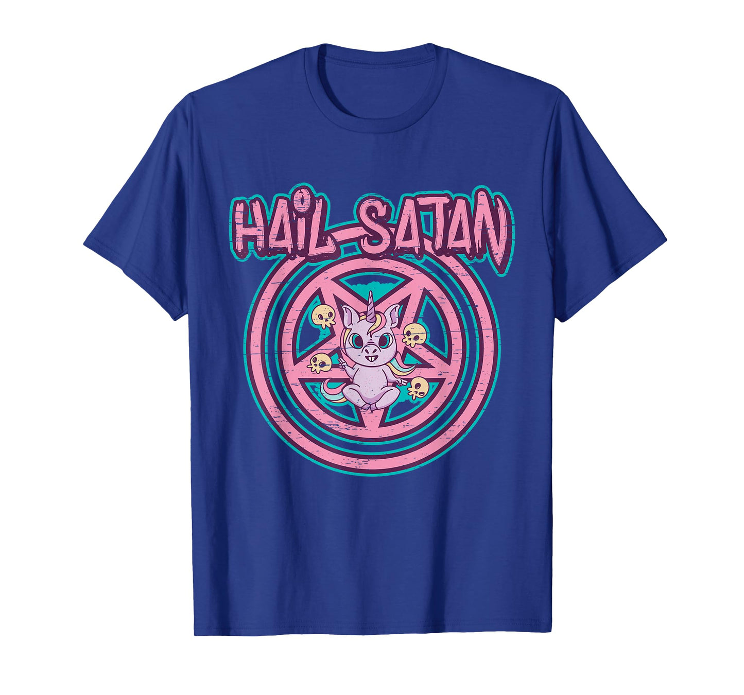 Hail Satan Death Metal Unicorn - Black Dark Rock Death Metal T-Shirt