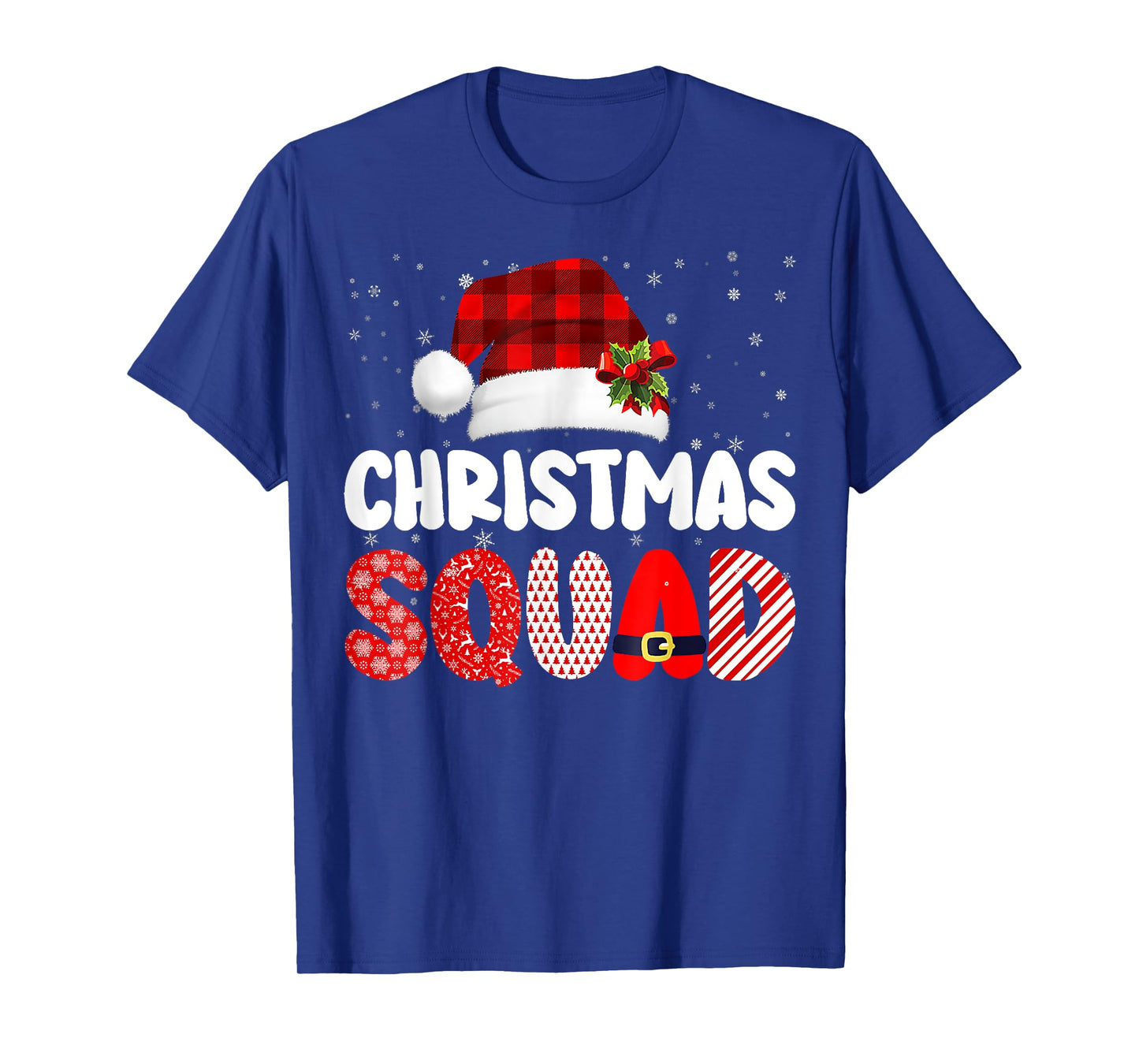 Christmas Squad Family Group Matching Red Plaid Santa T-Shirt