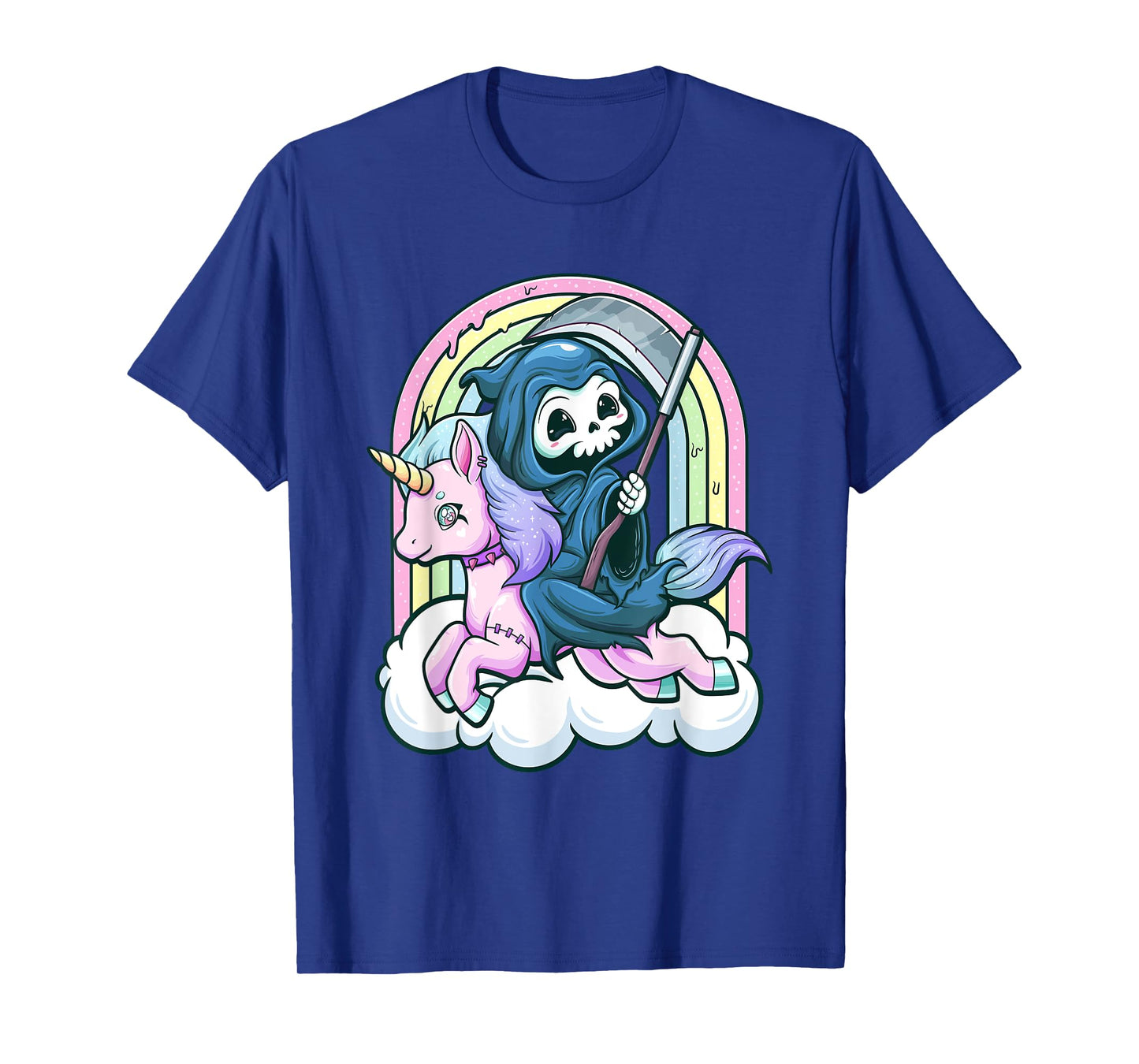 Kawaii Pastel Goth Cute Creepy Unicorn Grim Reaper T-Shirt