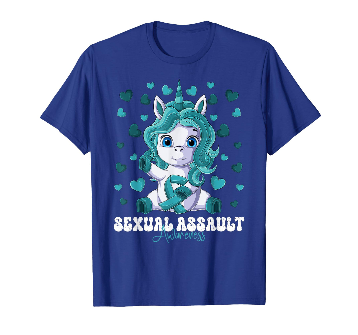 Sexual Assault Awareness Month Teal Ribbon Unicorn T-Shirt