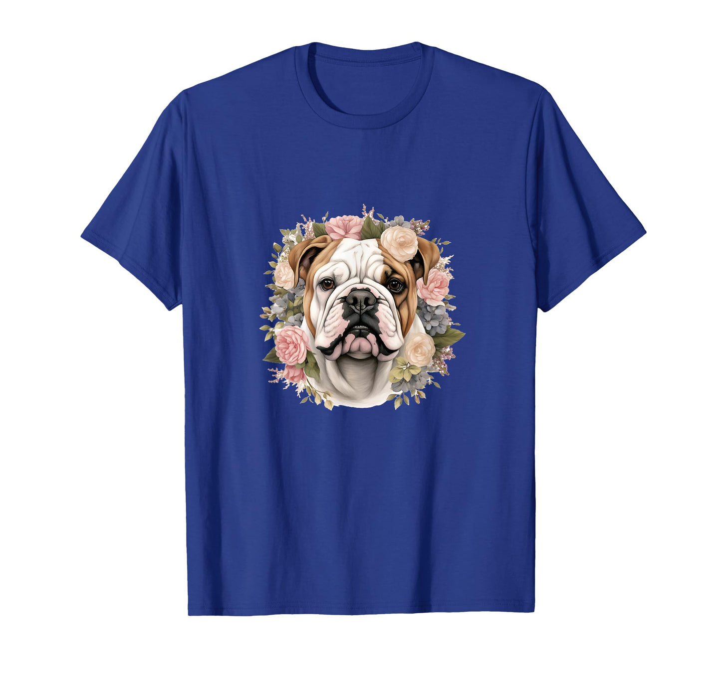 Floral English Bulldog Pastel Flower Border T-Shirt