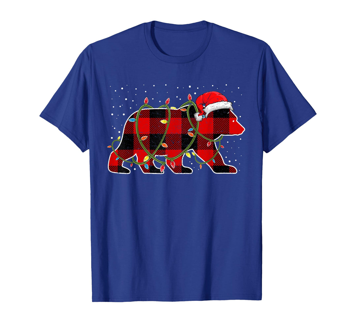 Red Buffalo Plaid Christmas Tree Light Bear Pajama Sweater T-Shirt