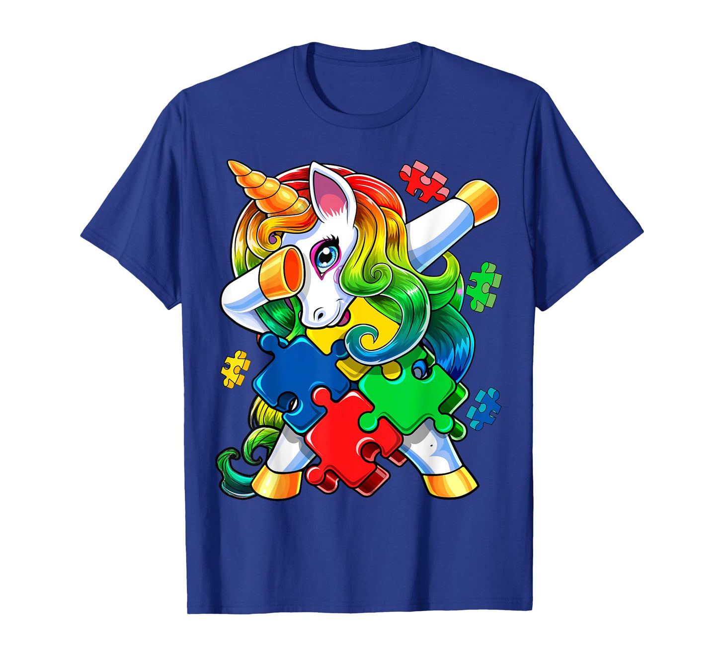 Autism Awareness Dabbing Unicorn Puzzle Piece Gift for Kids T-Shirt