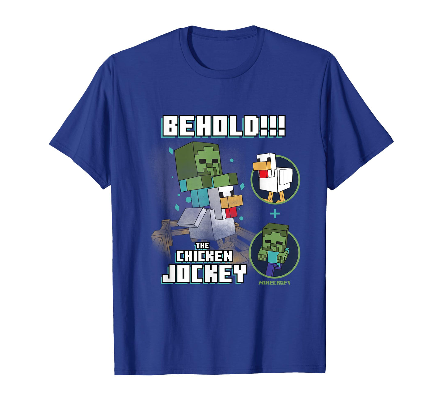 Minecraft Behold The Chicken Jockey Zombie on Chicken Design T-Shirt