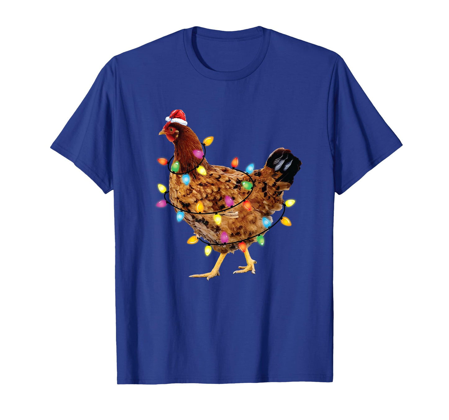 Christmas Lights Santa Chicken Funny Xmas Tree Chicken T-Shirt