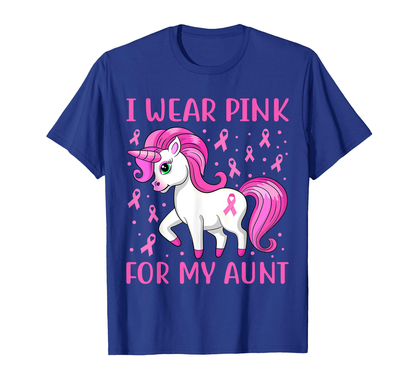 Unicorn Pink Ribbon I Wear Pink For My Aunt Breast Cancer T-Shirt