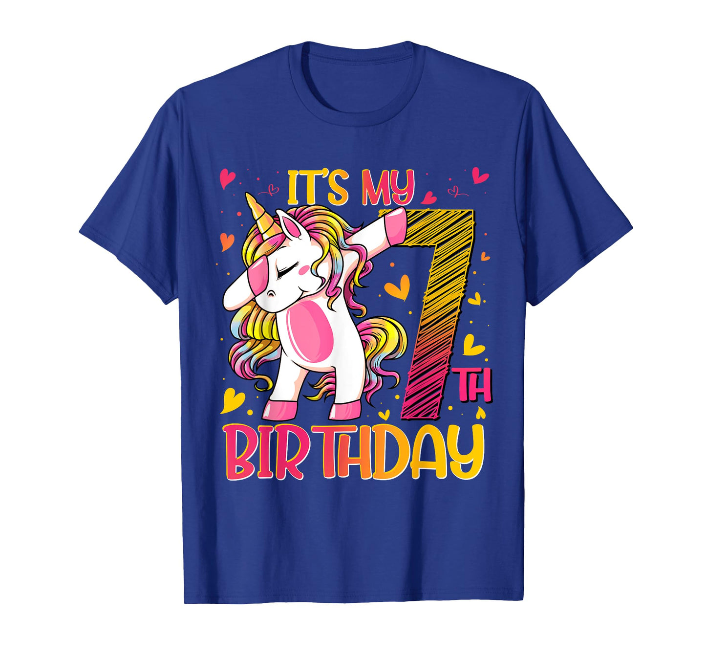 7 Year Old Unicorn Dabbing 7th Birthday Girl Unicorn Party T-Shirt