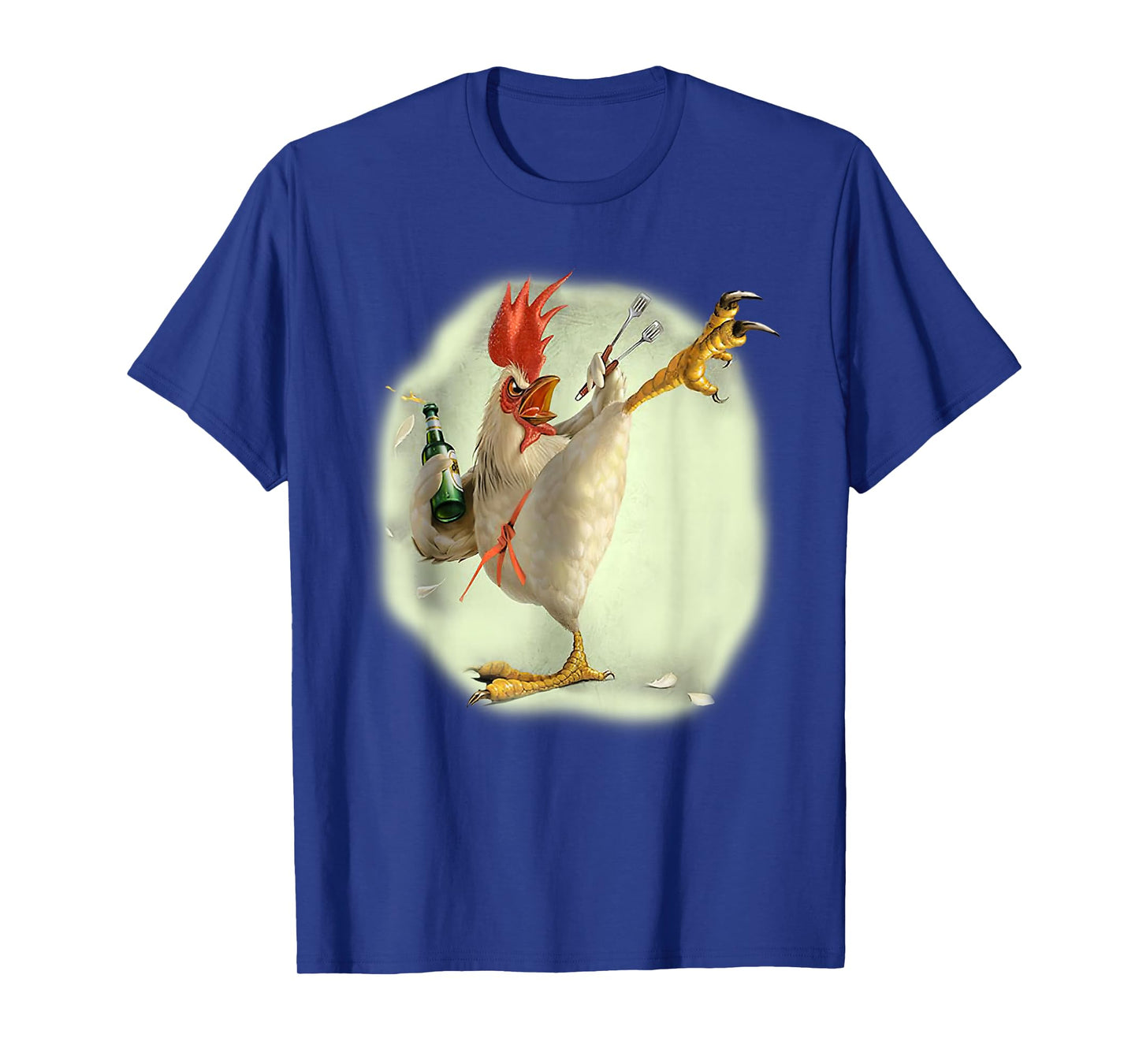 Chicken Beer Karate Kick Cool Chicken Funny Chicken Farmer T-Shirt
