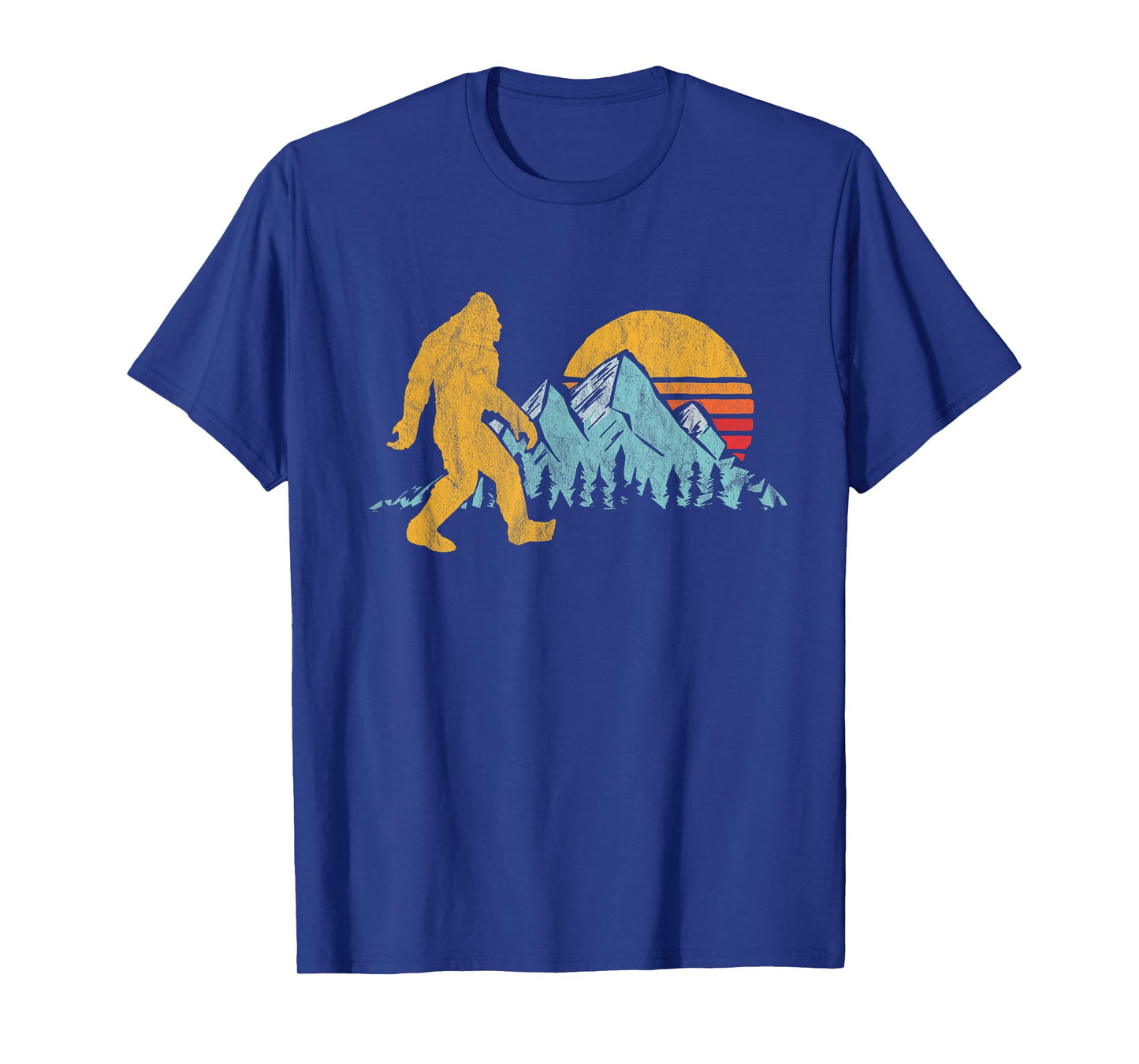 Retro Bigfoot Silhouette Mountain Sun Believe! Graphic T-Shirt