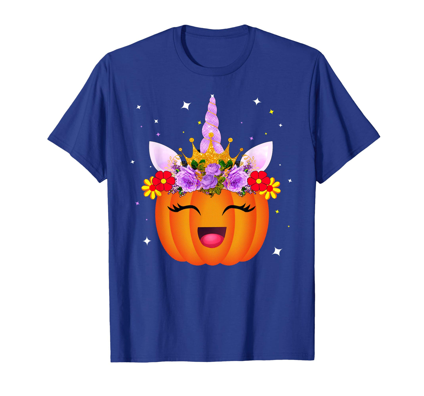 Girl Unicorn Pumpkin Halloween Unicorn Pumpkin Princess T-Shirt