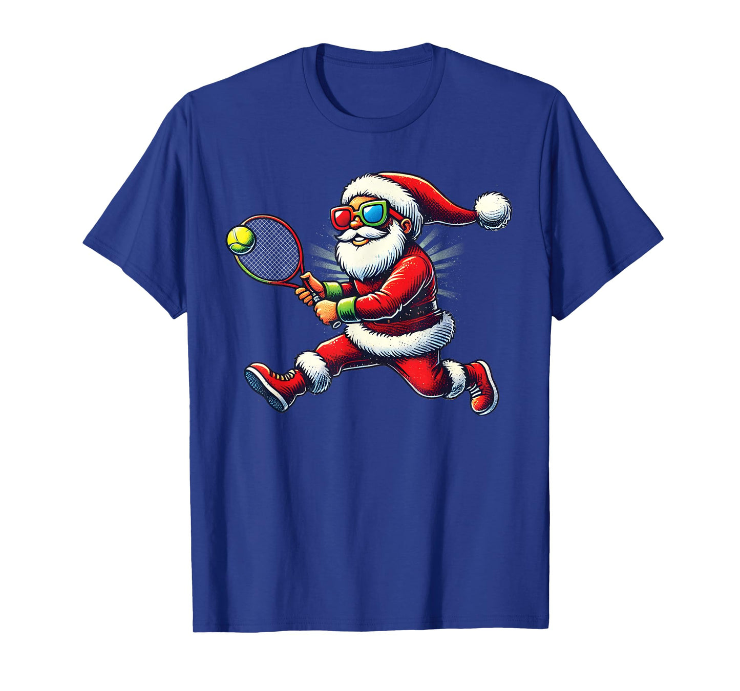 Santa Claus Playing Tennis Game Tennis Racket Christmas T-Shirt