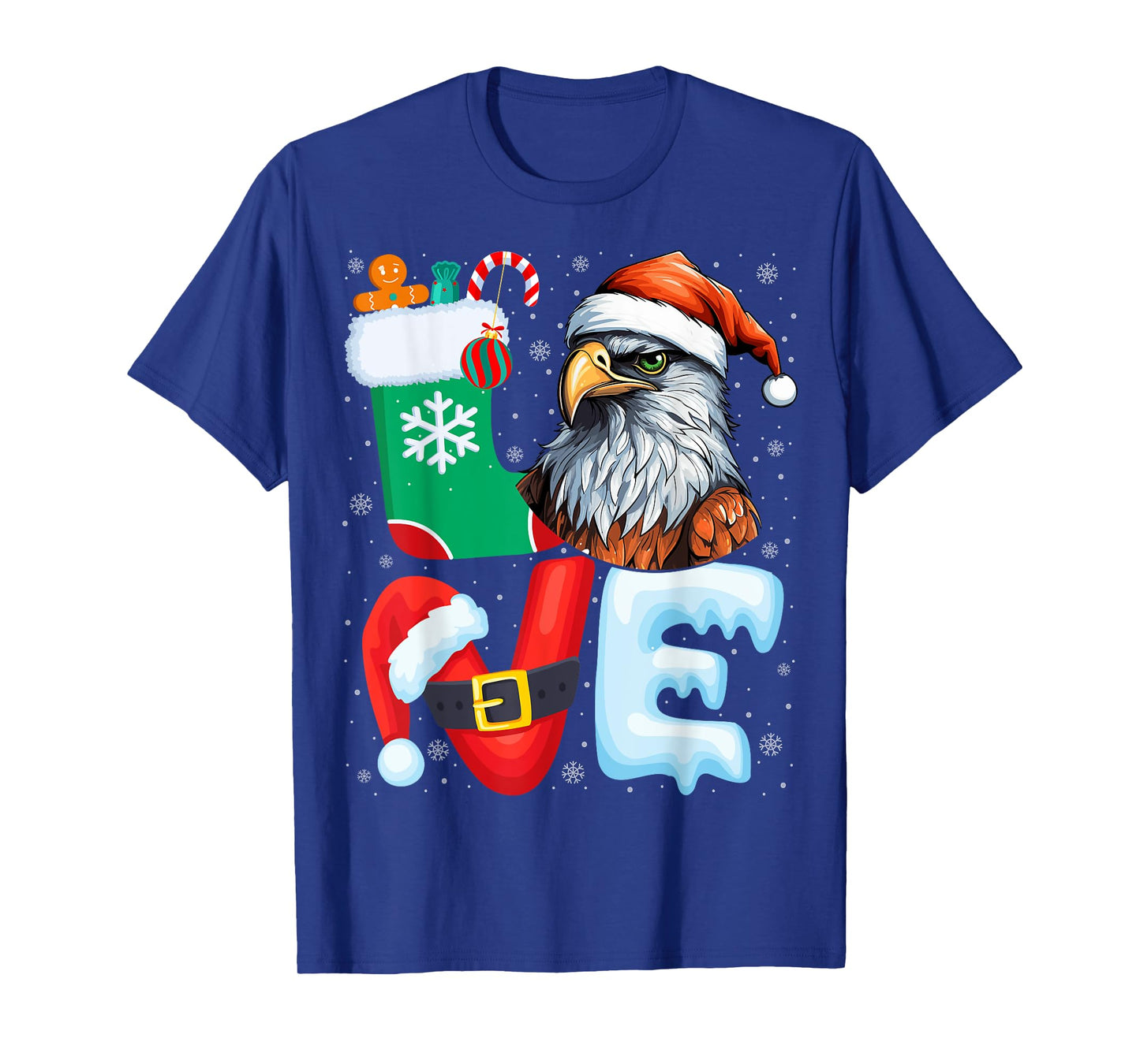 Hawk Birds Wearing Santa Hat Xmas Holiday Hawk Christmas T-Shirt