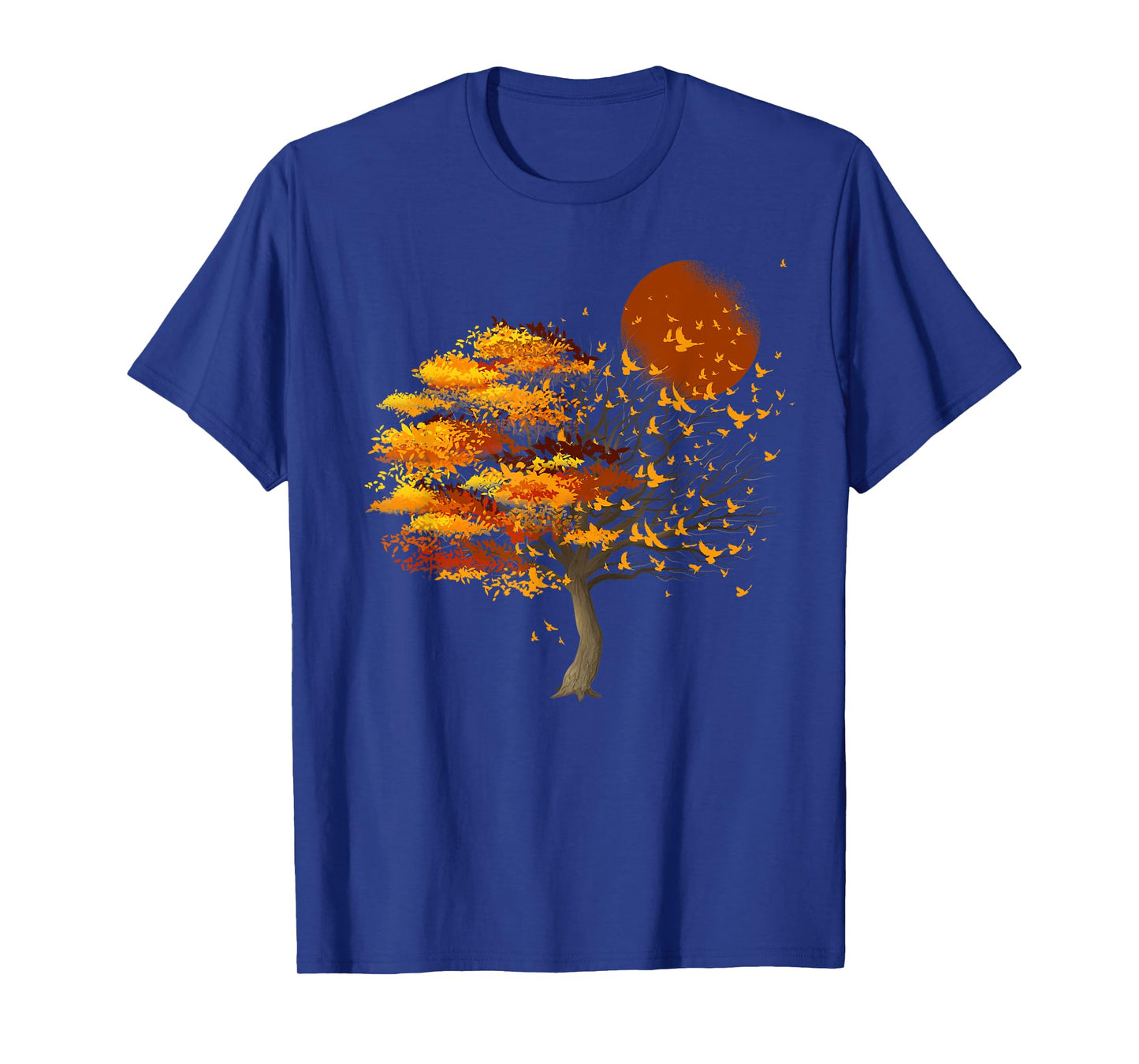 Nature Wildlife Full Moon Tree Flock Of Birds Outdoor Forest T-Shirt