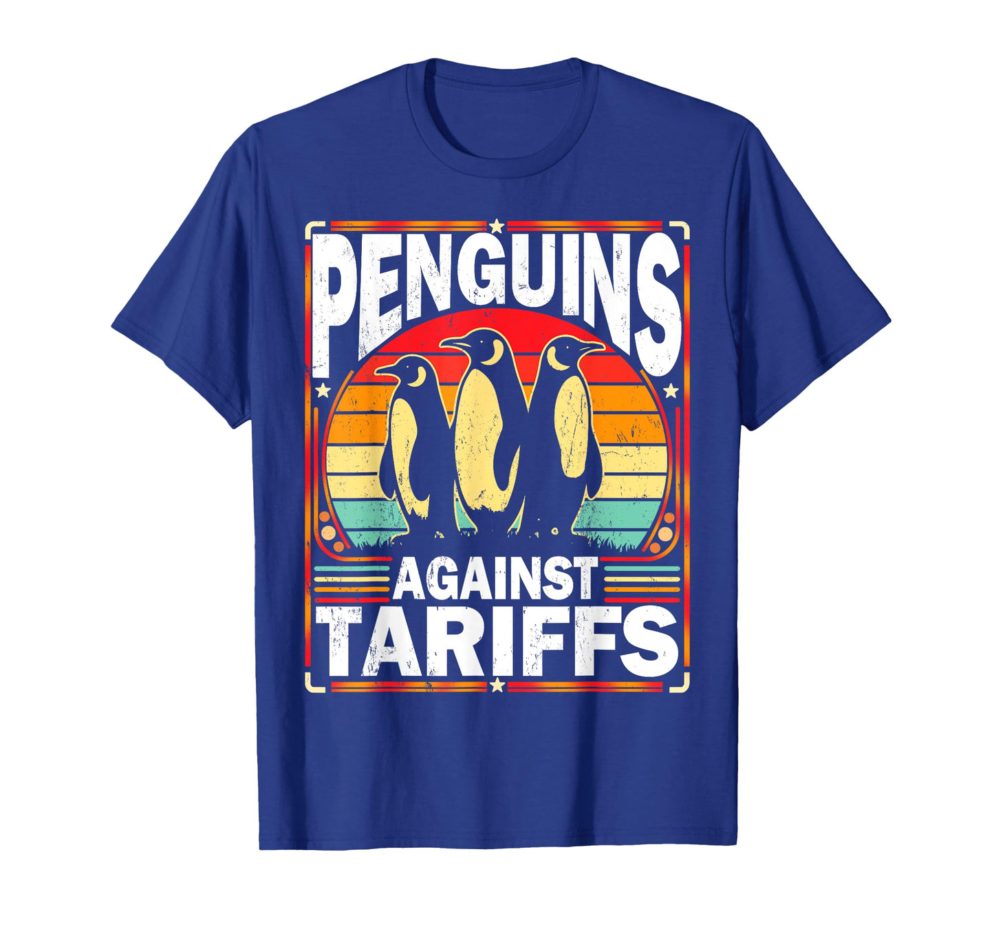 Penguins Against Tariffs Funny Penguins Anti Tariffs Vintage T-Shirt