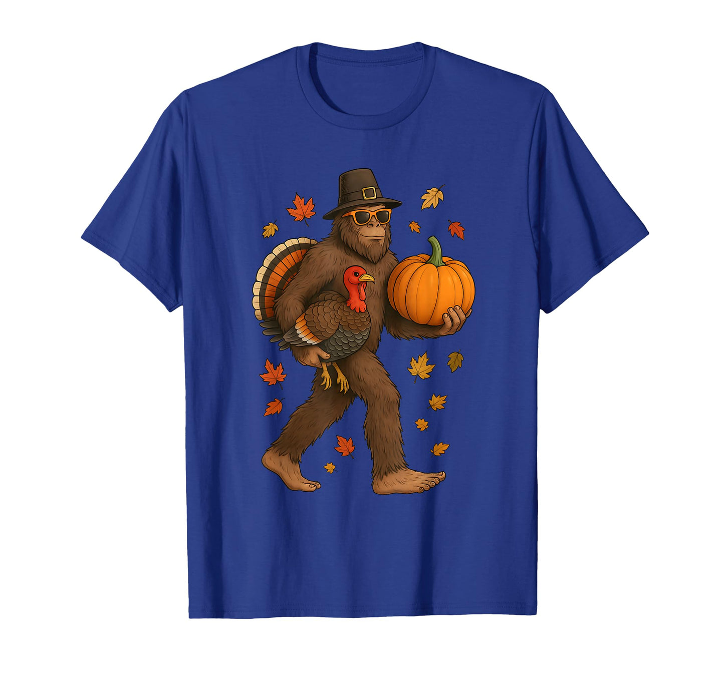 Bigfoot Pilgrim Turkey Pumpkin Thanksgiving Day for Boy Men T-Shirt