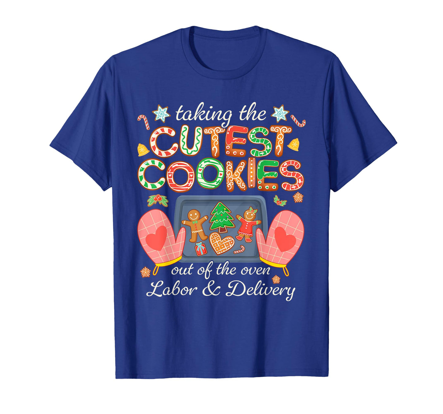 L&D Xmas Taking The Cutest Cookies Out Of The Oven Unisex Winter Black Small Cartoon Holiday Festive T-Shirt