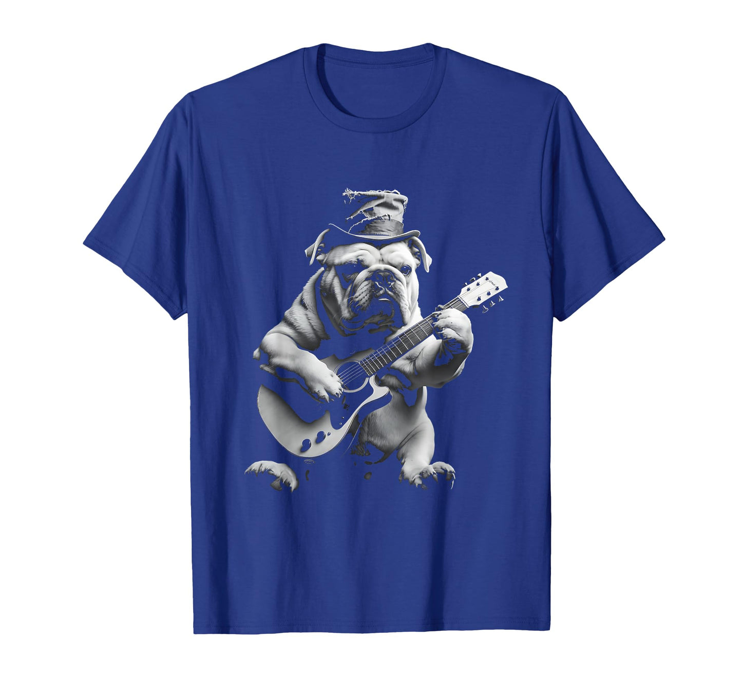 Funny Rock Star Bulldog Playing Guitar T-Shirt
