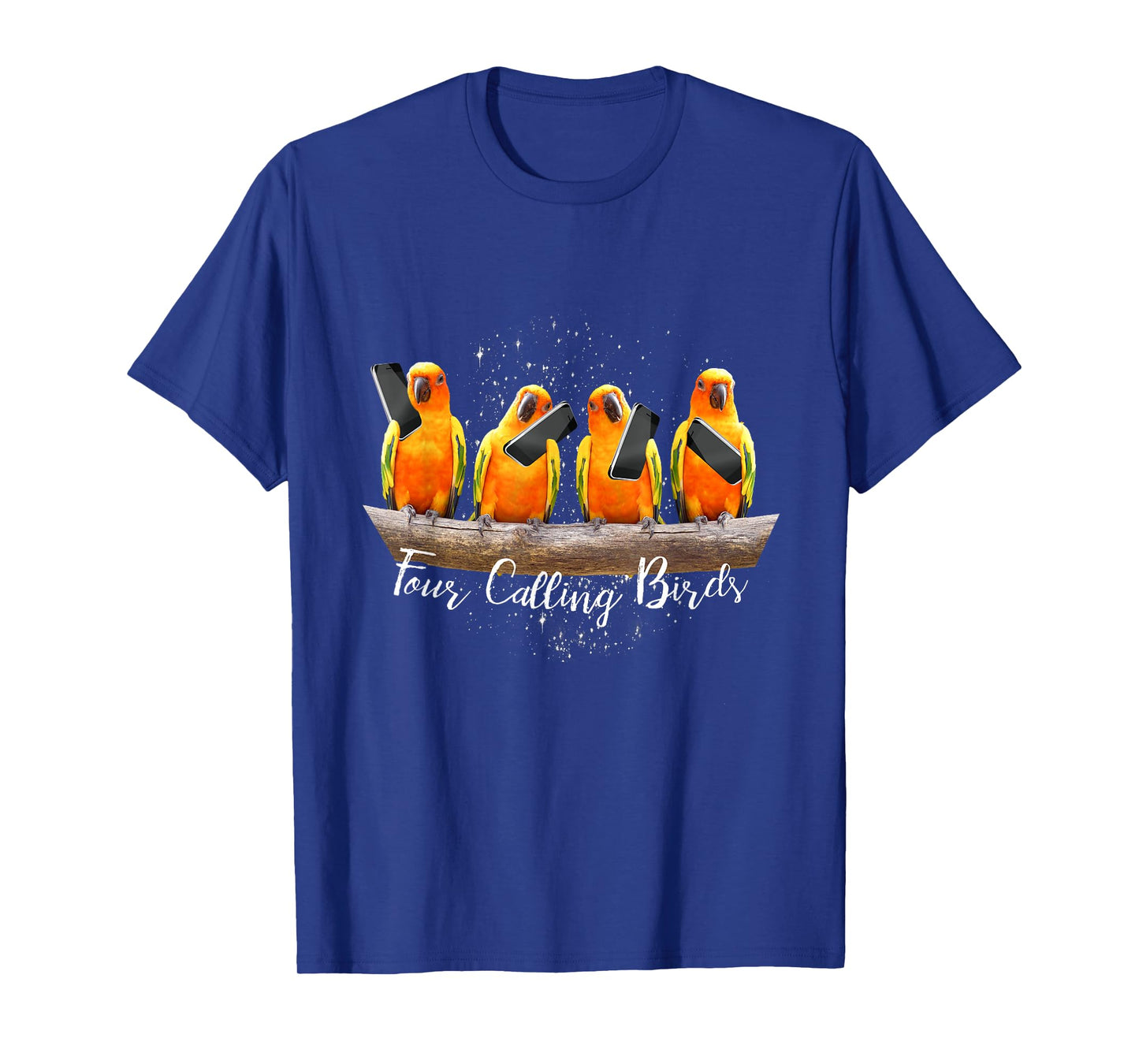 4 Four Calling Birds, Bird Phone, 12 Twelve Days Christmas T-Shirt
