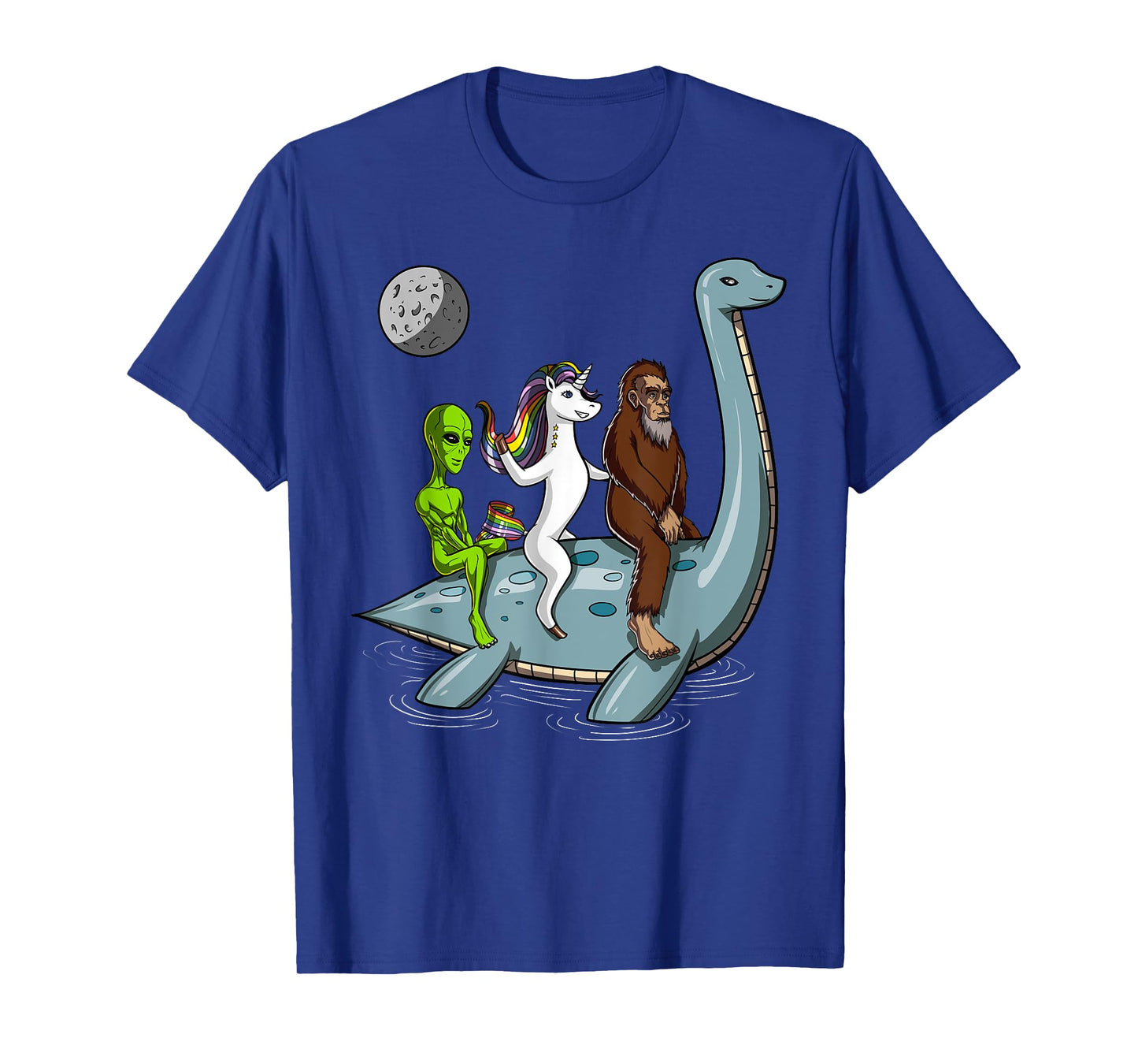 Alien Bigfoot Unicorn Riding Loch Ness Monster Cryptozoology T-Shirt