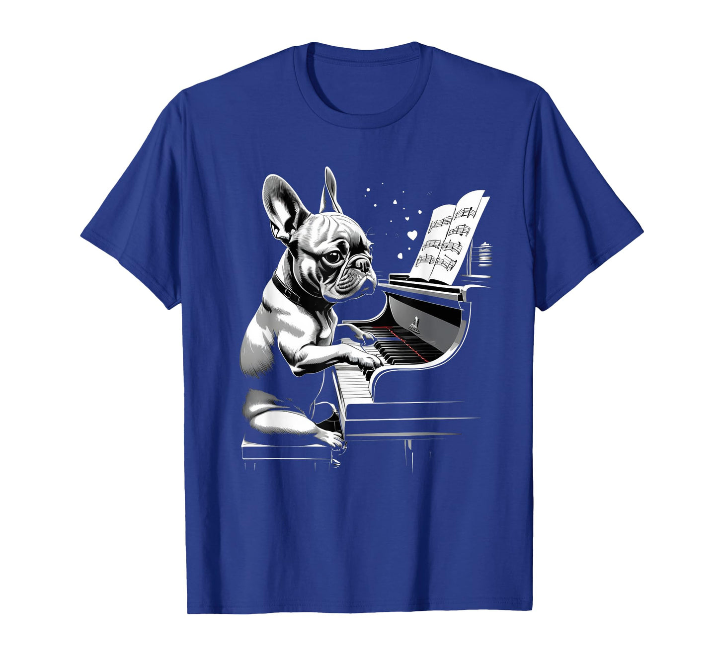 Cute French Bulldog Playing Piano Funny Dog and Piano Lover Men Women Kids T-Shirt
