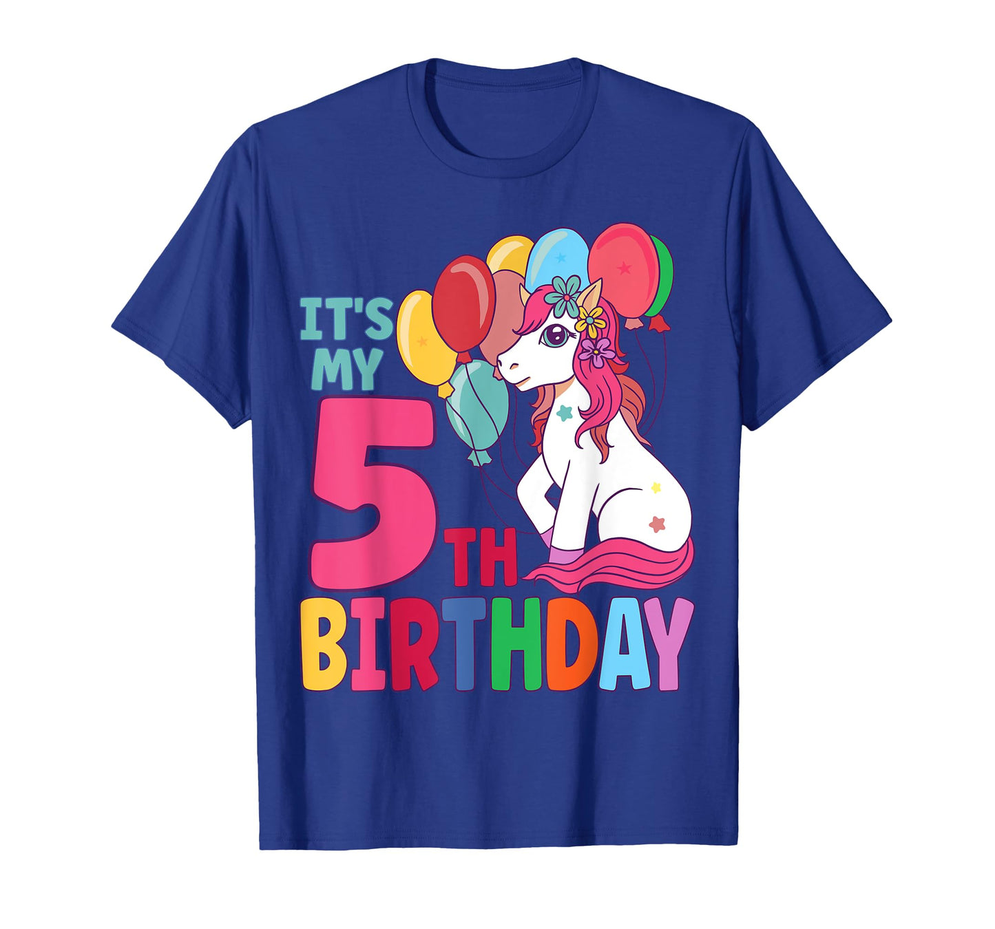 It's My 5th Birthday Unicorn Boys Girls Kids Birthday T-Shirt