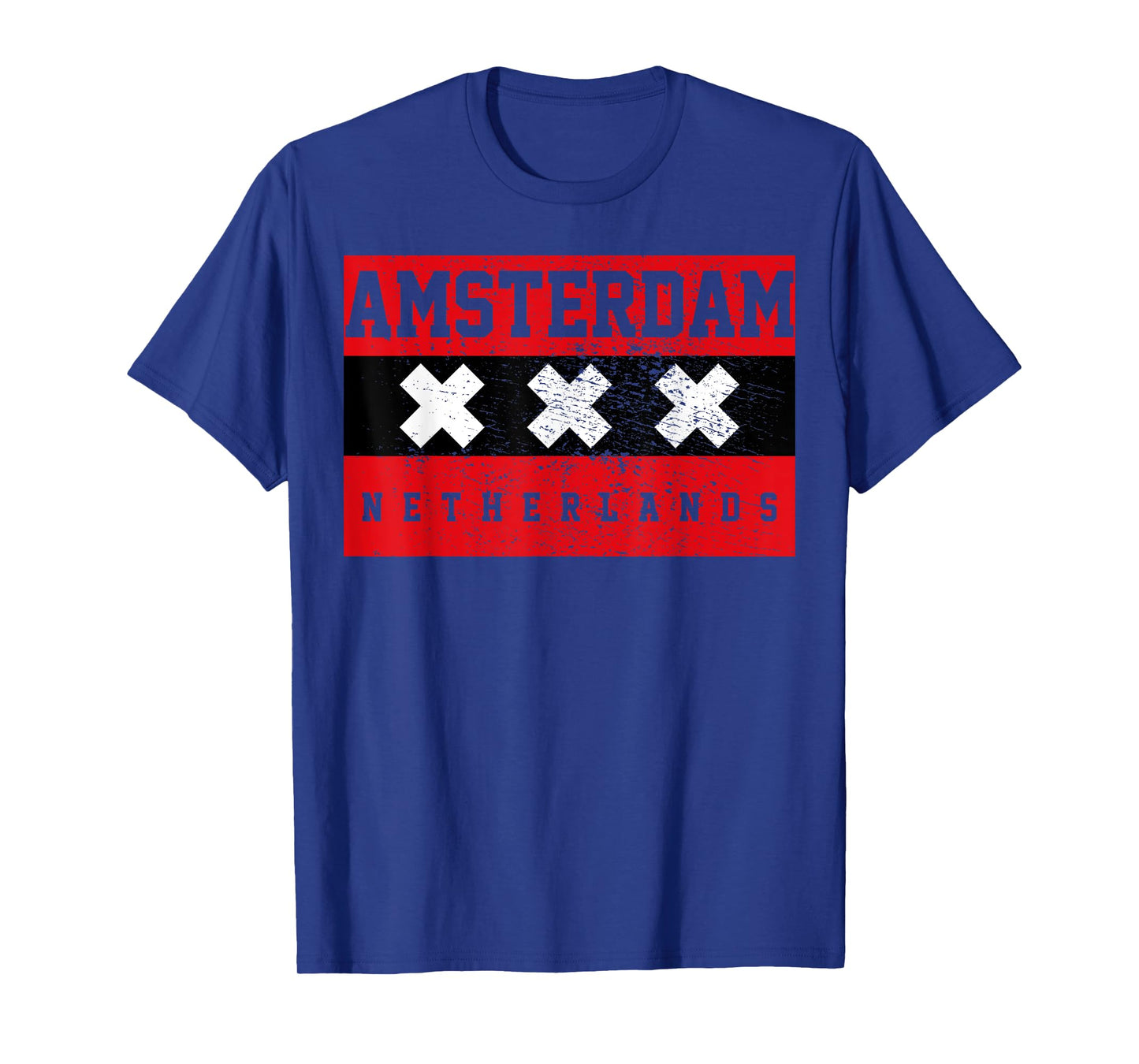 Designs and Gifts Amsterdam T-Shirt - Men's Unisex Adults Black Cotton 65% Polyester 35% Classic Fit Short Sleeve Crew Neck T-Shirt - Small