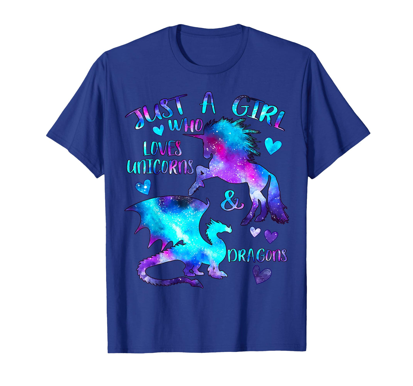 Just a Girl Who Loves Dragons and Unicorns Fantasy Themed T-Shirt