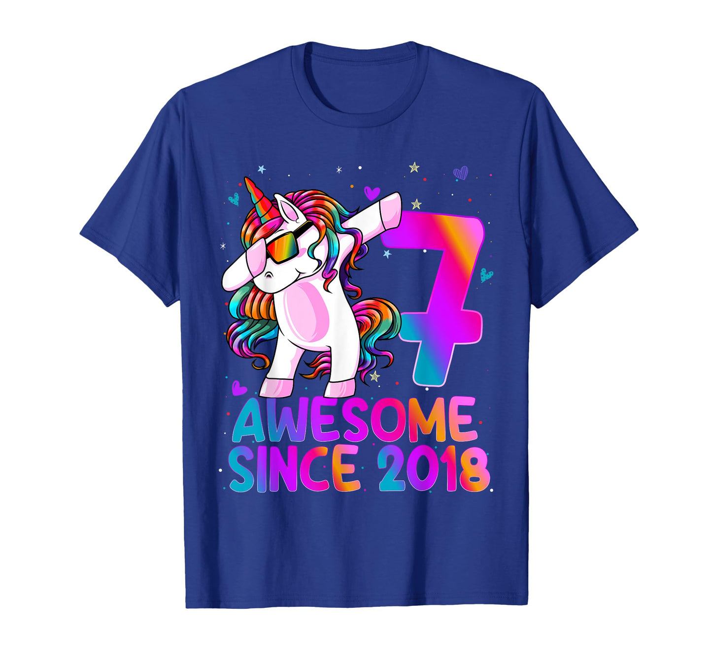 Dabbing Unicorn 7 Year Old 7th Birthday Girl Unicorn Party T-Shirt